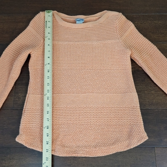 Chico’s Textured Mix Pullover 3/4 Sleeve Orange Sweater Women's Size XS Petite - Picture 11 of 12